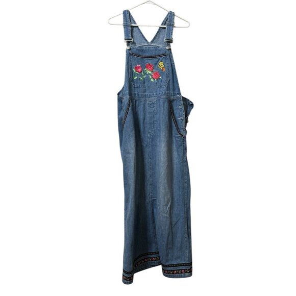 Tweety‎ Bird Overall Denim Dress Woman Size Medium Warner Bros Embroidered 90's - Picture 1 of 16